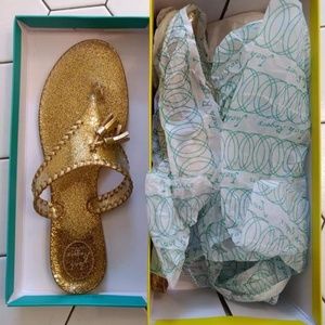 NIB Jack Rogers Gold Sparkle Jelly Size 11